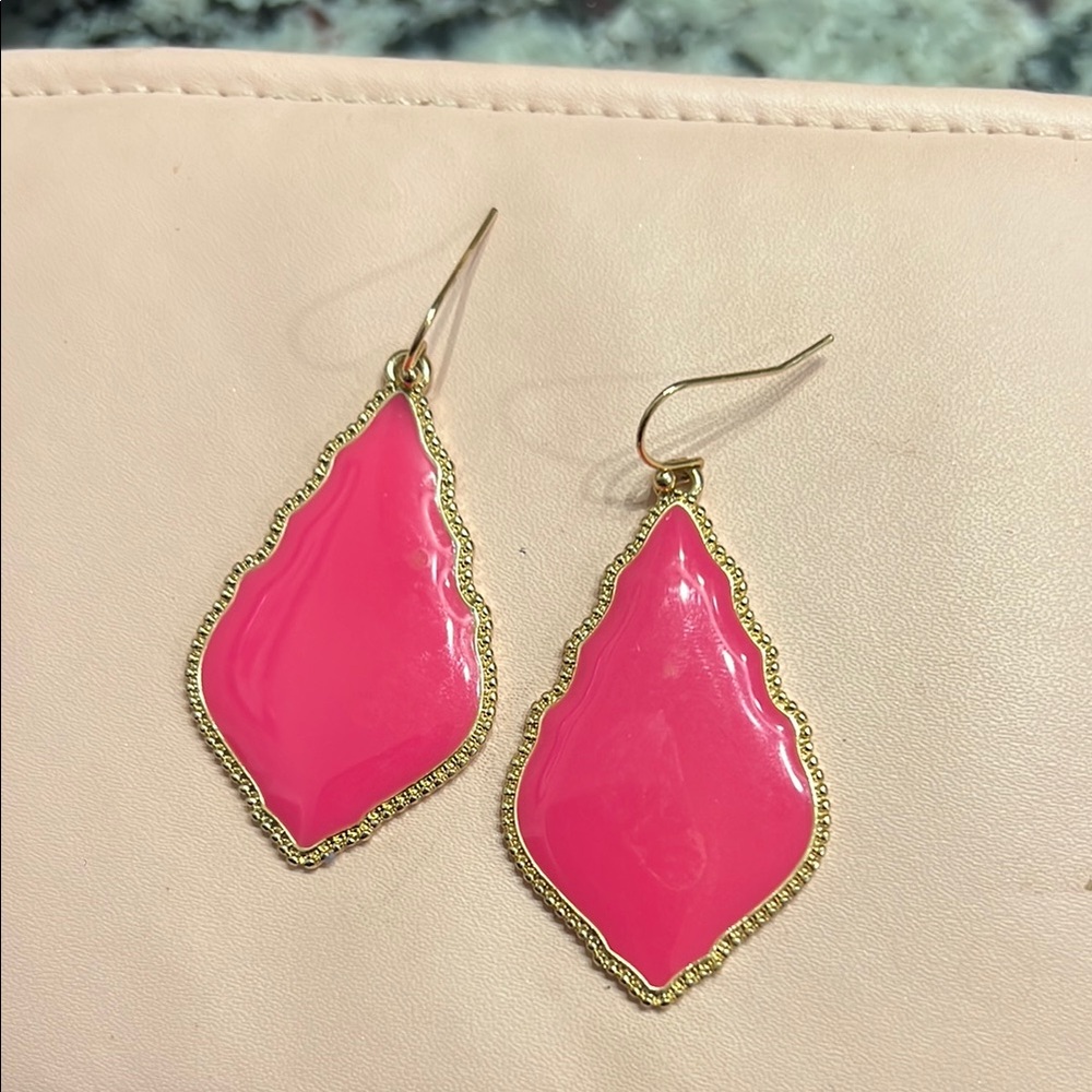 Gold and Pink Teardrop Earrings